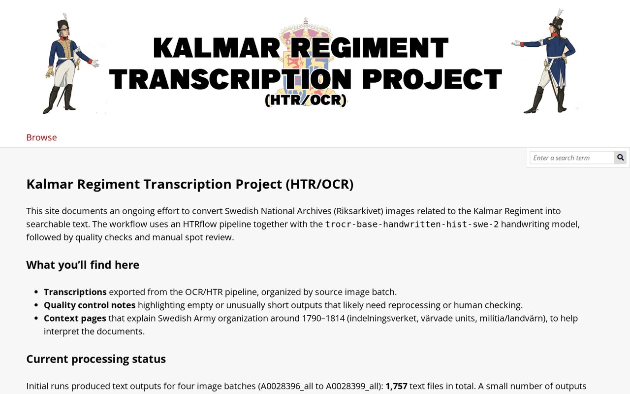 Project home page explaining the HTR workflow