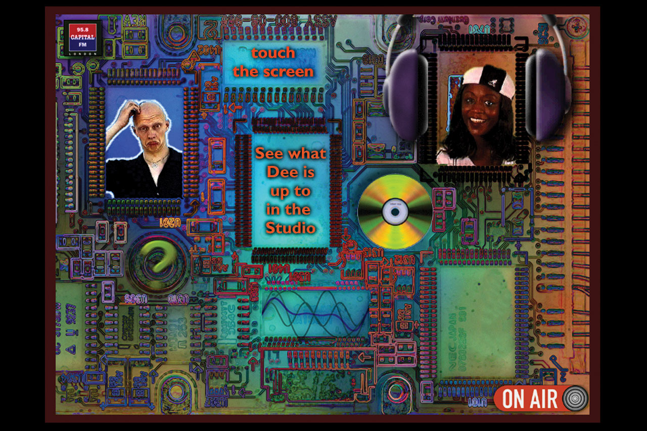 On Air! start screen: touch the screen to see what Dee is up to in the studio