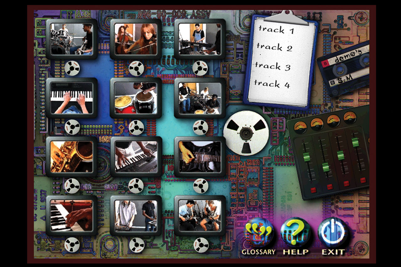 Choosing instruments for four music tracks from video clips