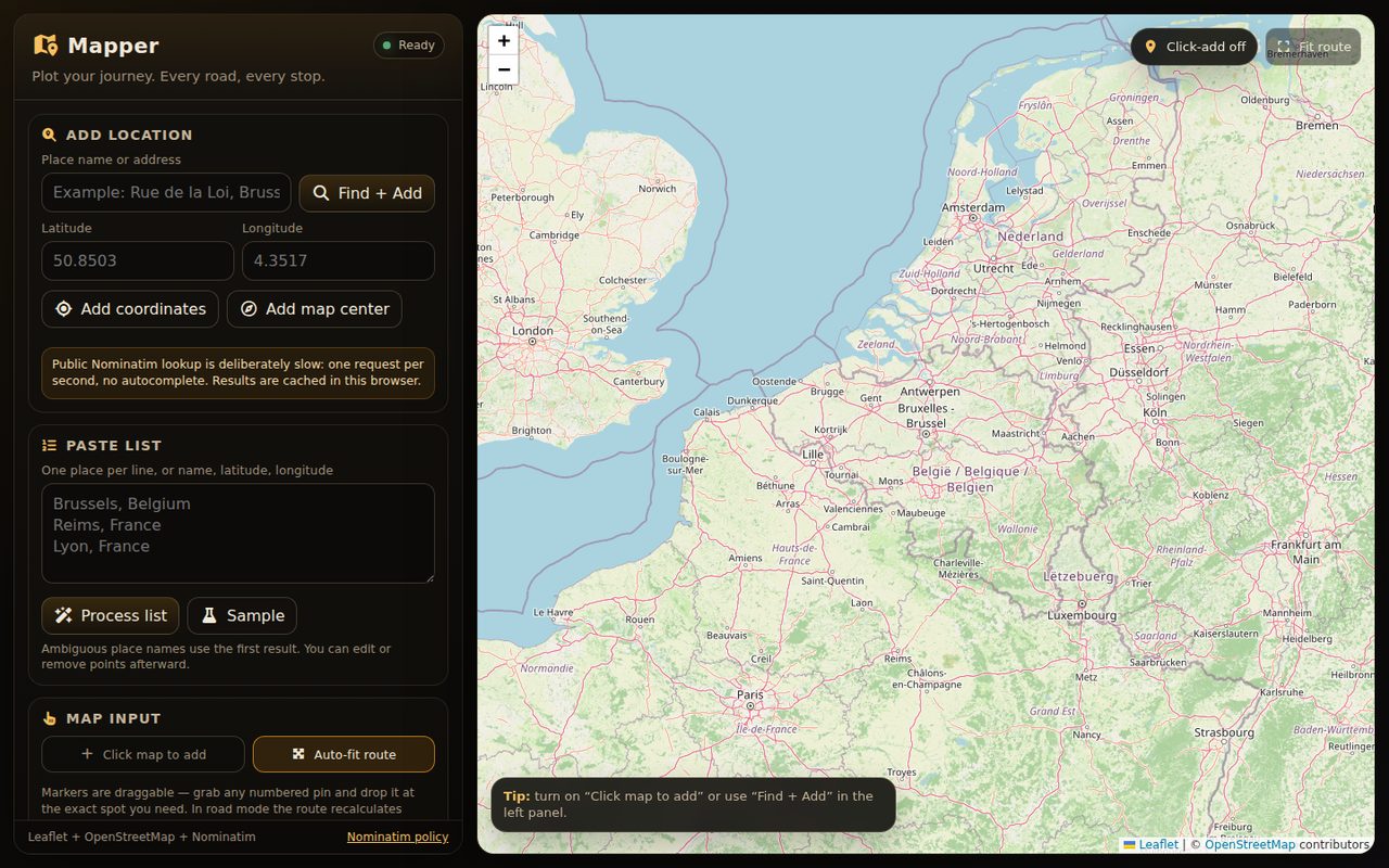 Mapper app screenshot